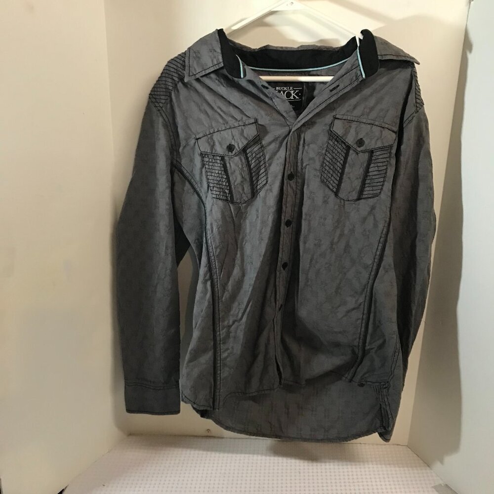 BUCKLE BLACK MENS COTTON SHIRT SIZE L